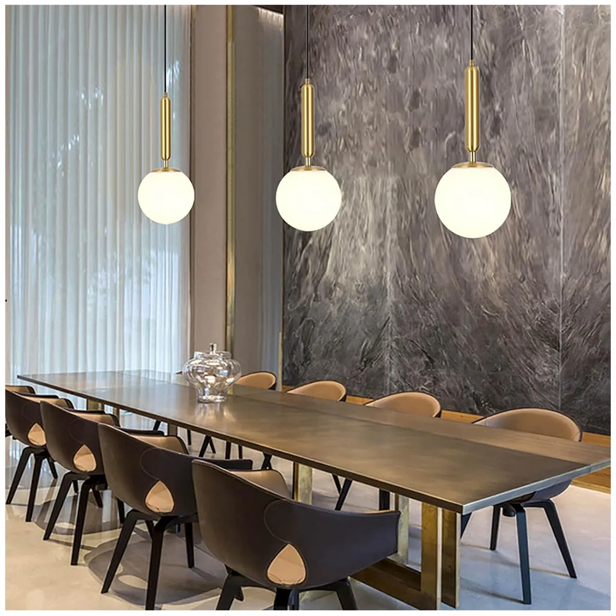 GENERICO - Lámpara de techo colgante bola de cristal blanca