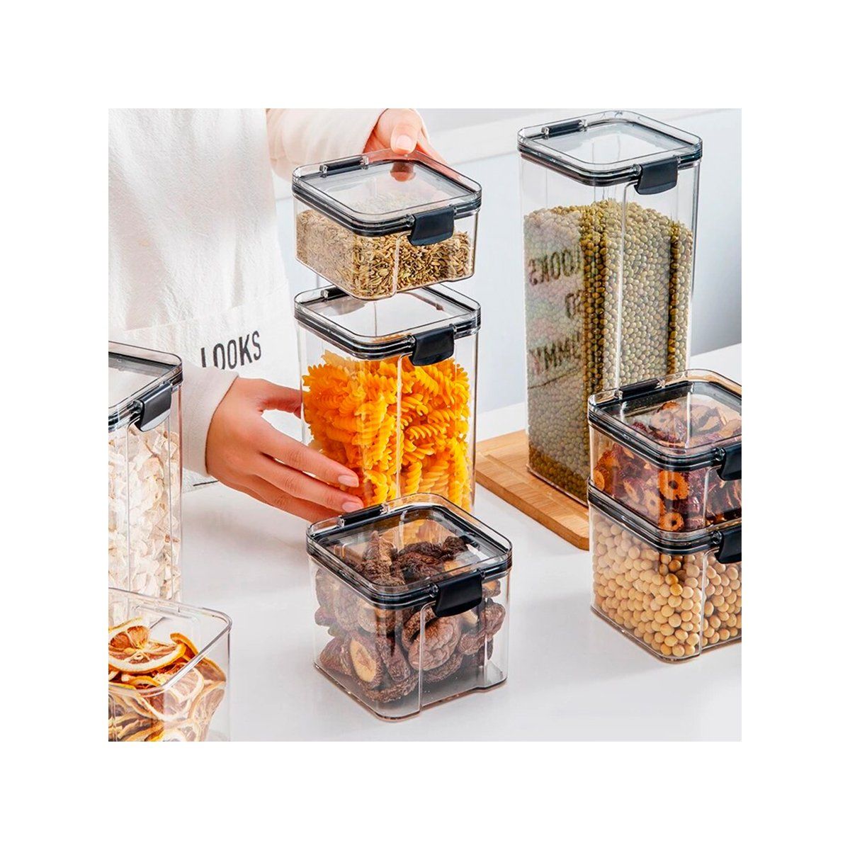 GRETAIL - Set De Contenedores Herméticos 6 Piezas Negro