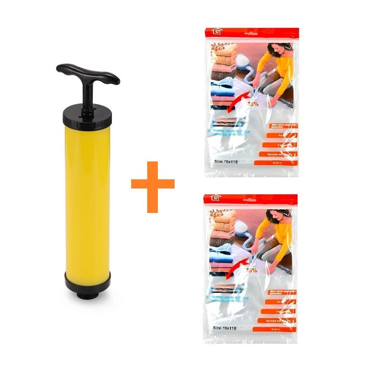 GENERICO - Kit de 2 Bolsas Compresoras 70x100Cm Mas Extractor de Aire