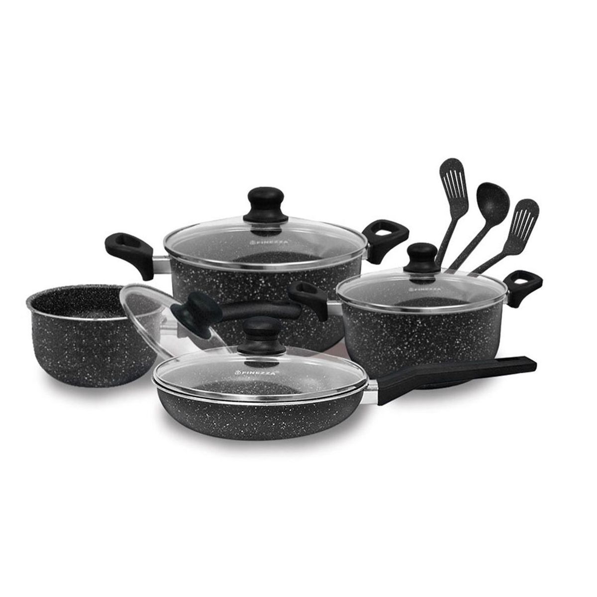 FINEZZA - Juego de ollas antiadherente 11PZAS FZ X1705M Negro