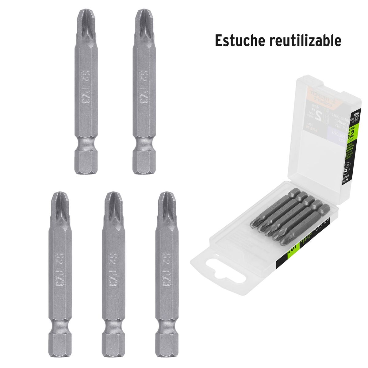 TRUPER - puntas PZ3 pozidriv largo 2", 5 unidades Truper Expert