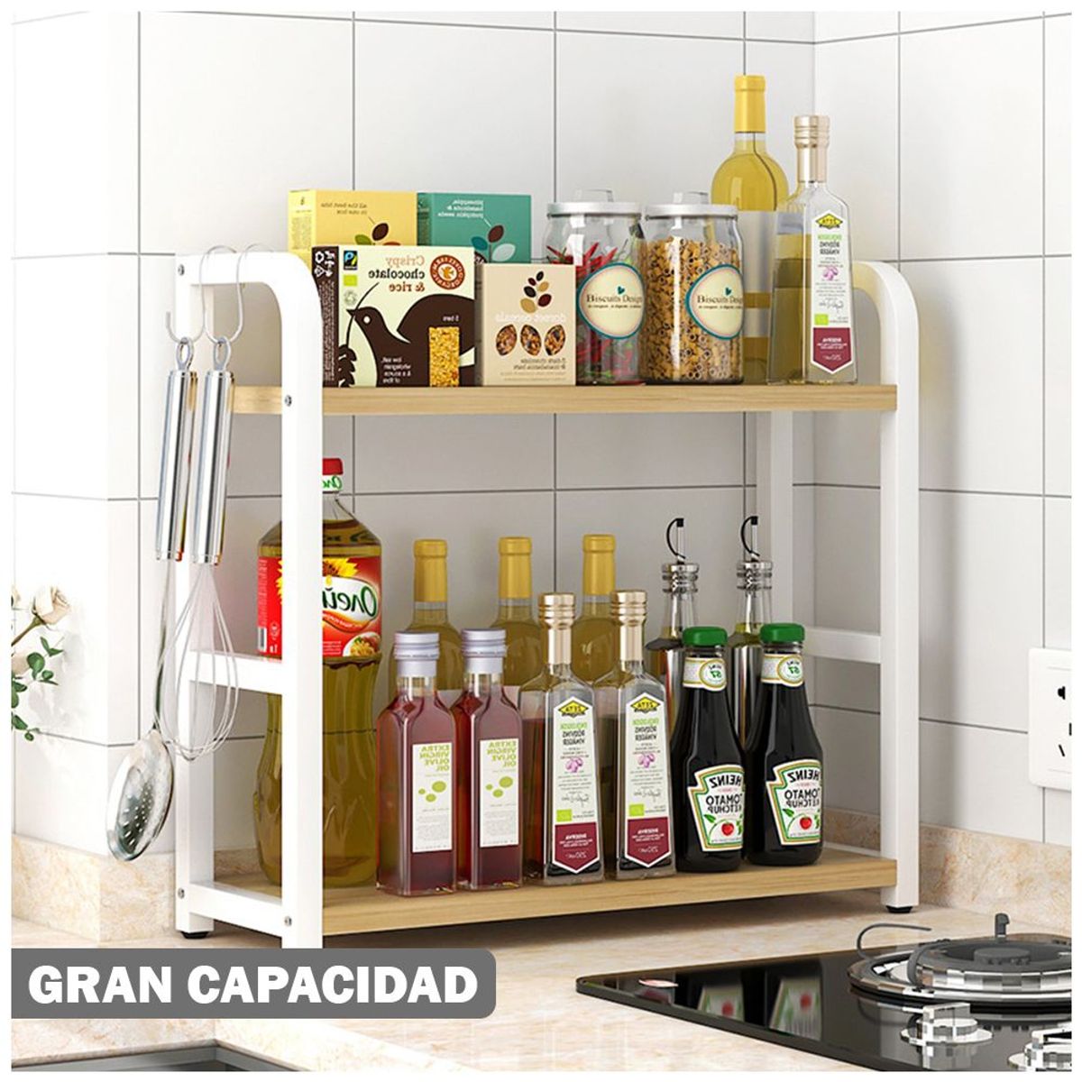 KELLER - Estante Organizador de Condimentos de Cocina 2 Niveles MY6