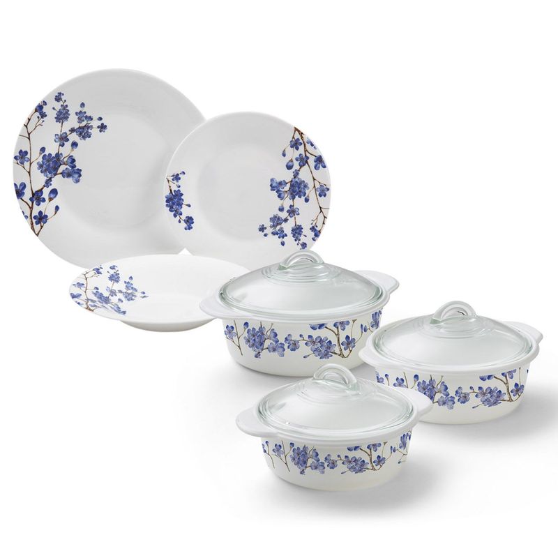 BEHOME - Combo Set de 3 fuentes + set de 18 platos Azulea