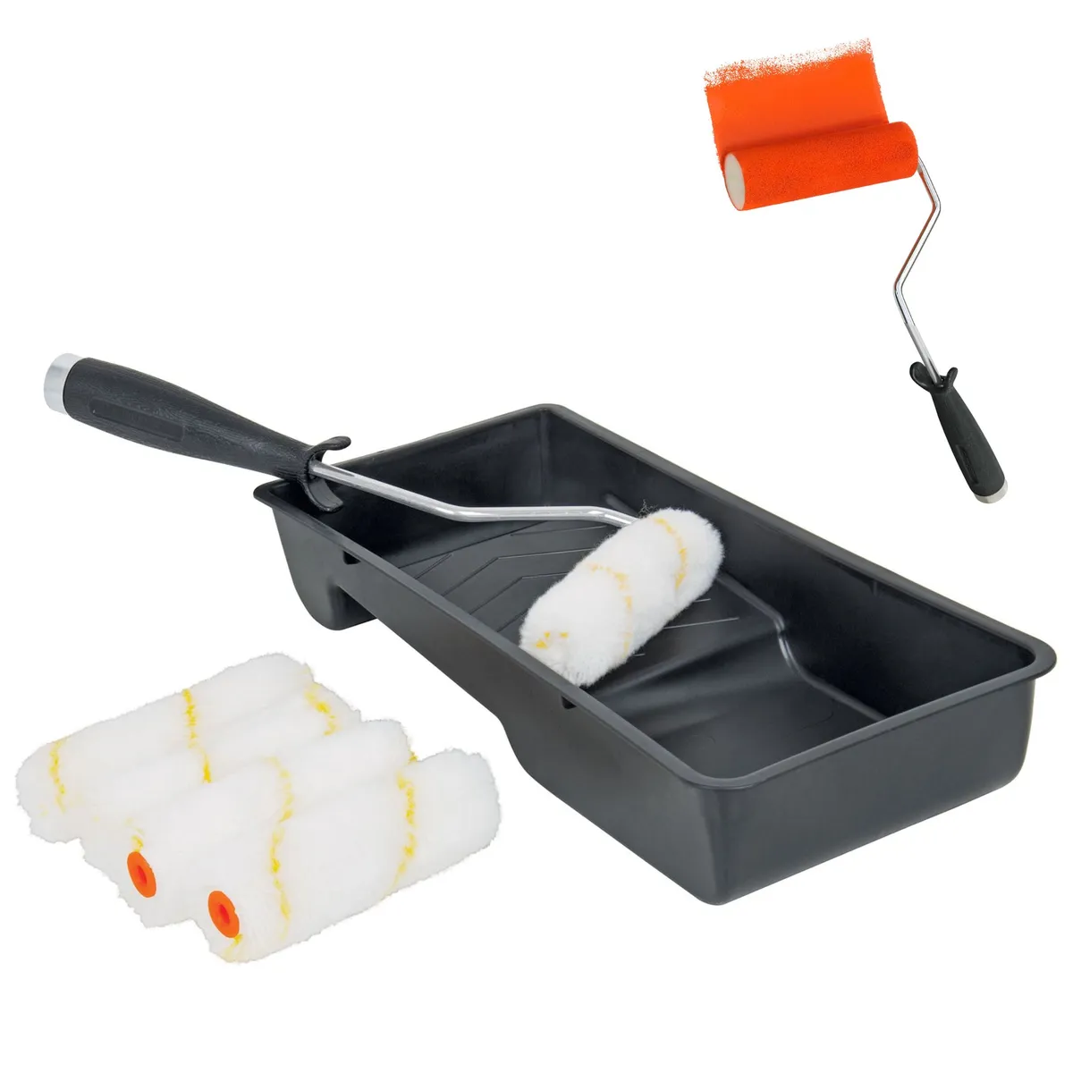 TRUPER - Kit rodillo para pintar, 4"P, 5 rodillos 1 maneral y 1 bandeja, Truper