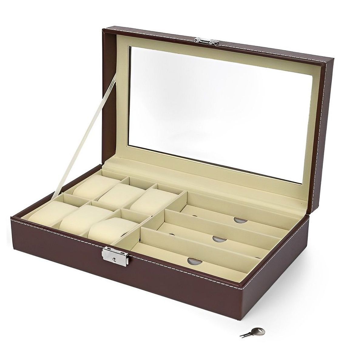 GENERICO - Organizador Porta Reloj y Lentes Color Marrón