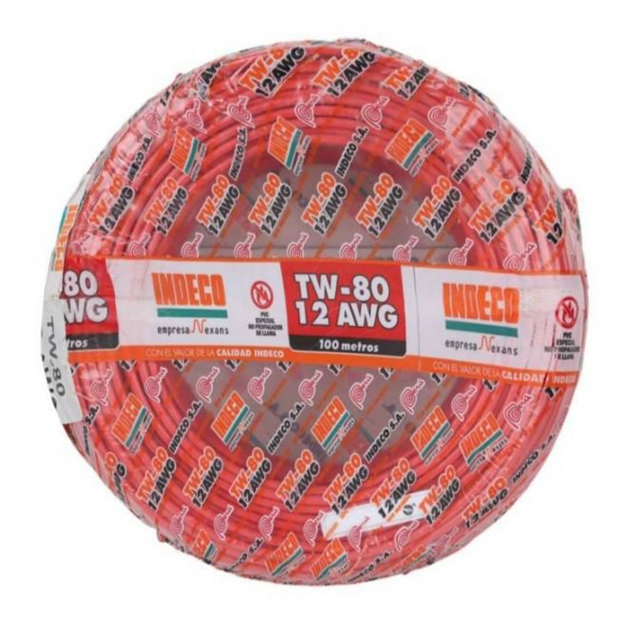 INDECO - CABLE TW-80 PLUS 450/750V 12 AWG INDECO - ROJO