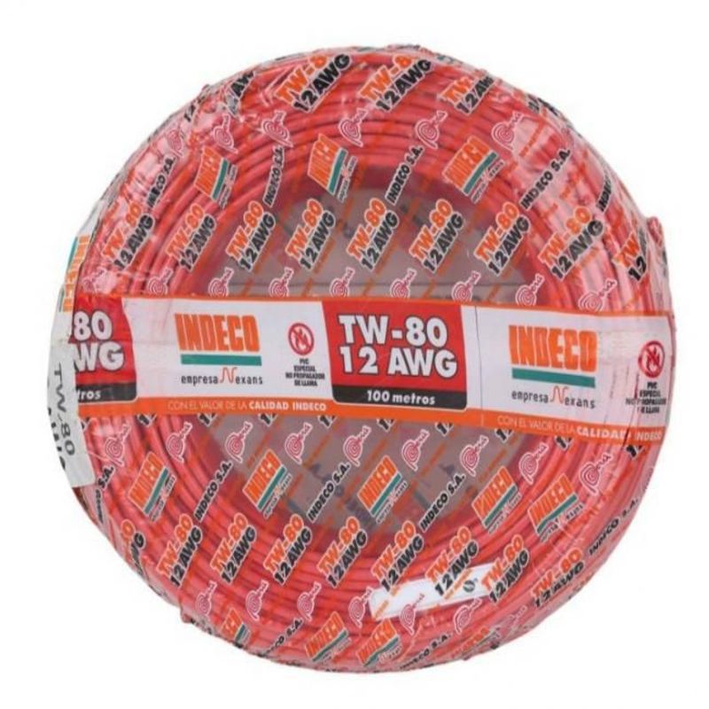 INDECO - CABLE TW-80 PLUS 450/750V 12 AWG INDECO - ROJO