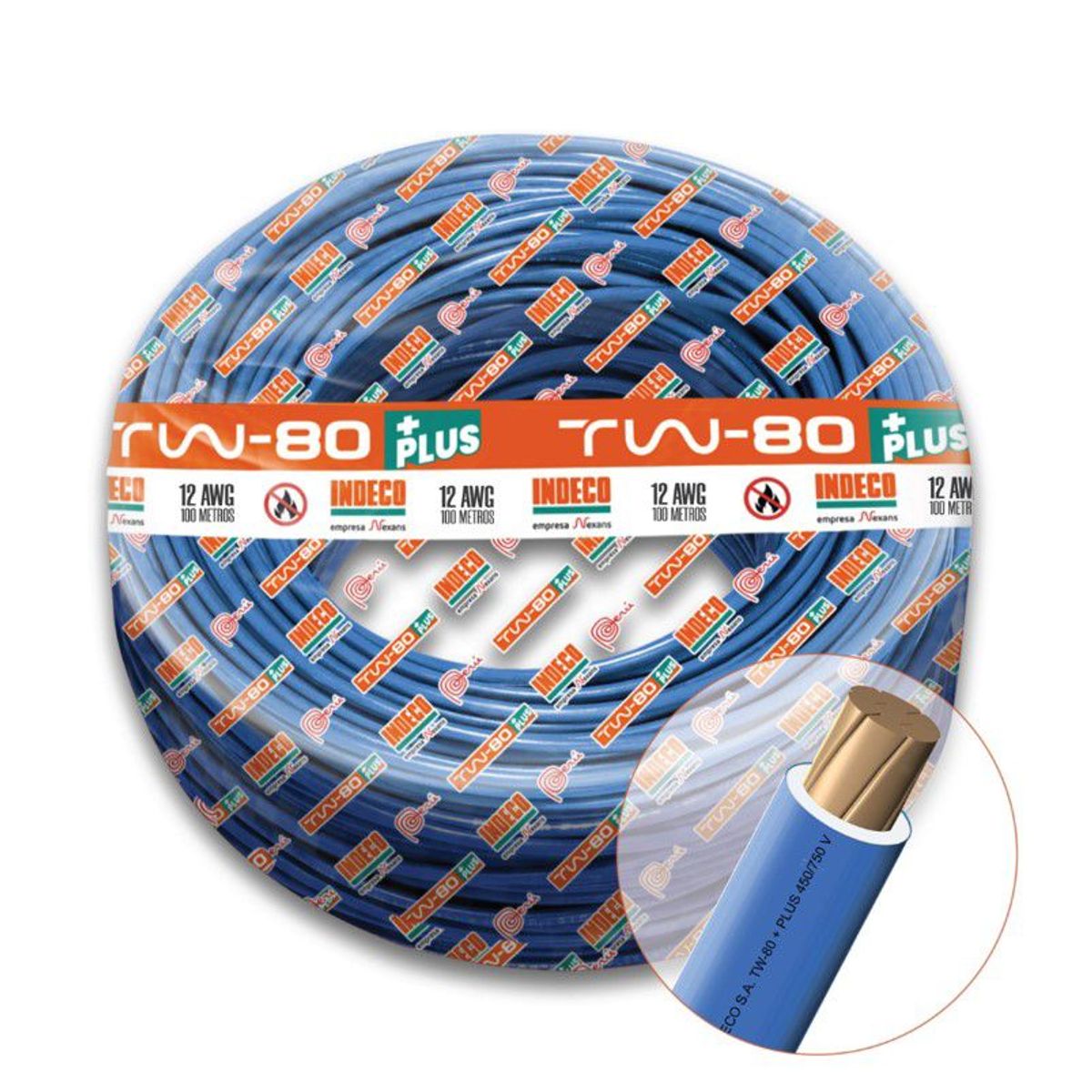 INDECO - CABLE TW-80 PLUS 450/750V 12 AWG INDECO - AZUL