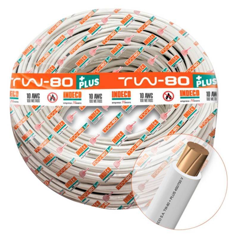 INDECO - CABLE TW-80 PLUS 450/750V 10 AWG INDECO - BLANCO