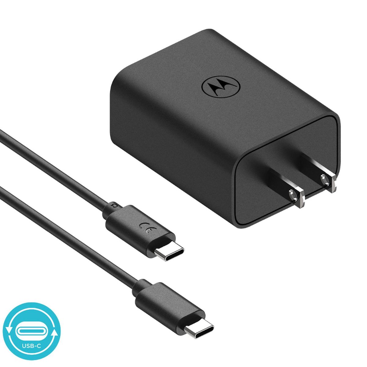 MOTOROLA - Cargador dual Motorola Turbo Power 50W incluye cable tipo USB C a USB C Negro