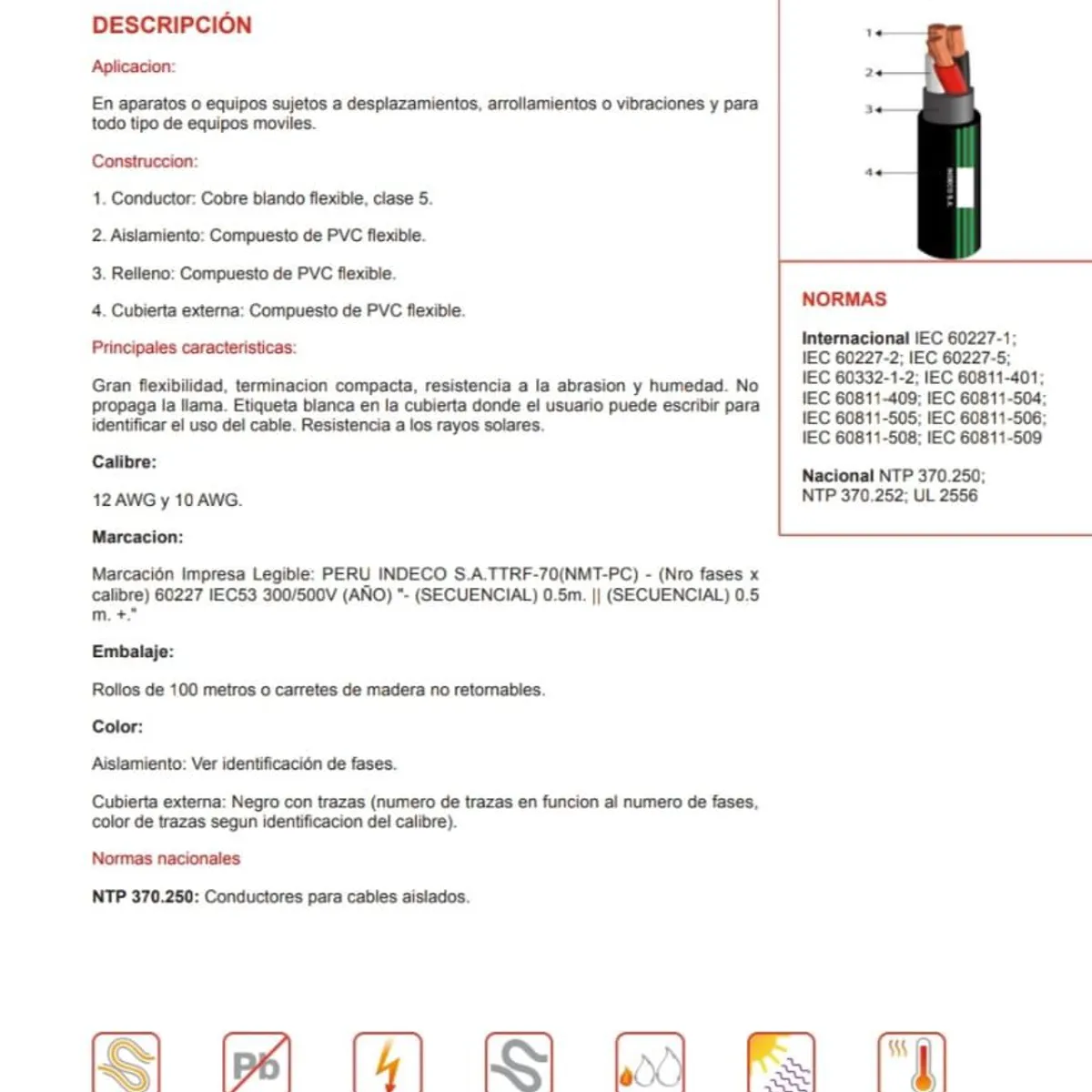 INDECO - CABLE VULCANIZADO NMT2X12PC AWG INDECO - N PRESENTACIÓN NEGRO