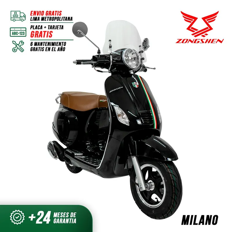 ZONGSHEN - MOTO SCOOTER ZONGSHEN ESTILO RETRO MILANO 125CC NEGRO