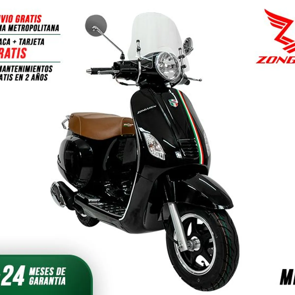 ZONGSHEN - MOTO SCOOTER ZONGSHEN ESTILO RETRO MILANO 125CC NEGRO