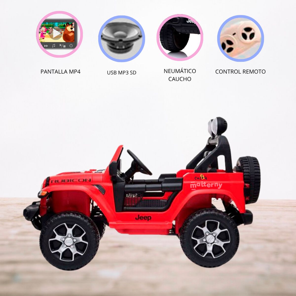 JEEP - Carro a Batería para Niños »RUBICON» Red