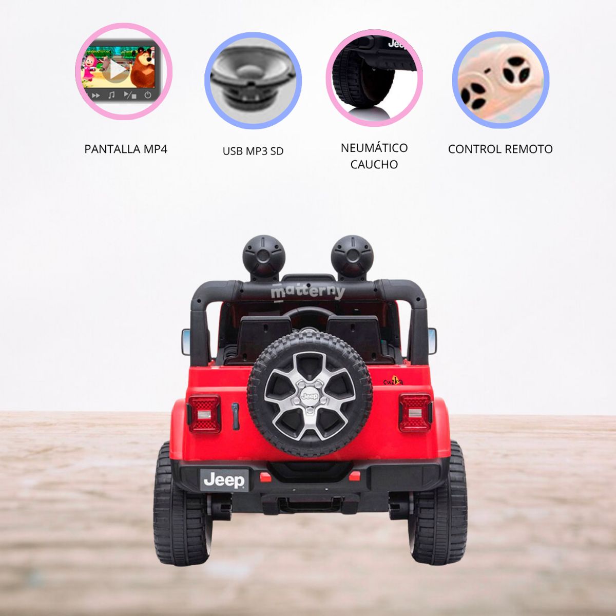 JEEP - Carro a Batería para Niños »RUBICON» Red