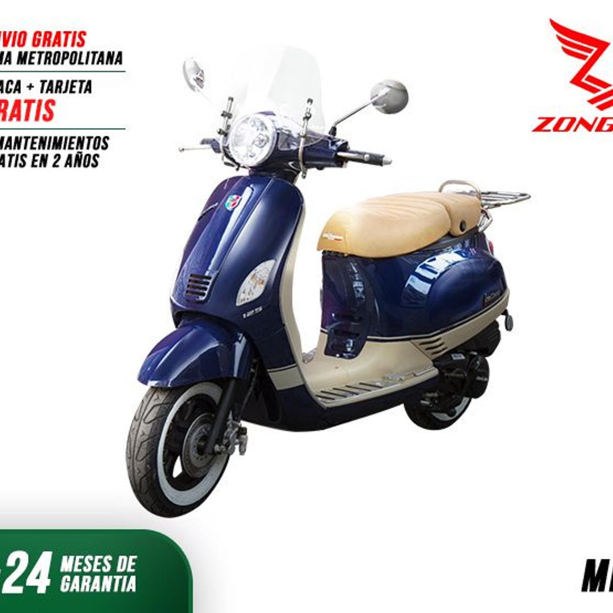 ZONGSHEN - MOTO SCOOTER ZONGSHEN ESTILO RETRO MILANO 125CC AZUL
