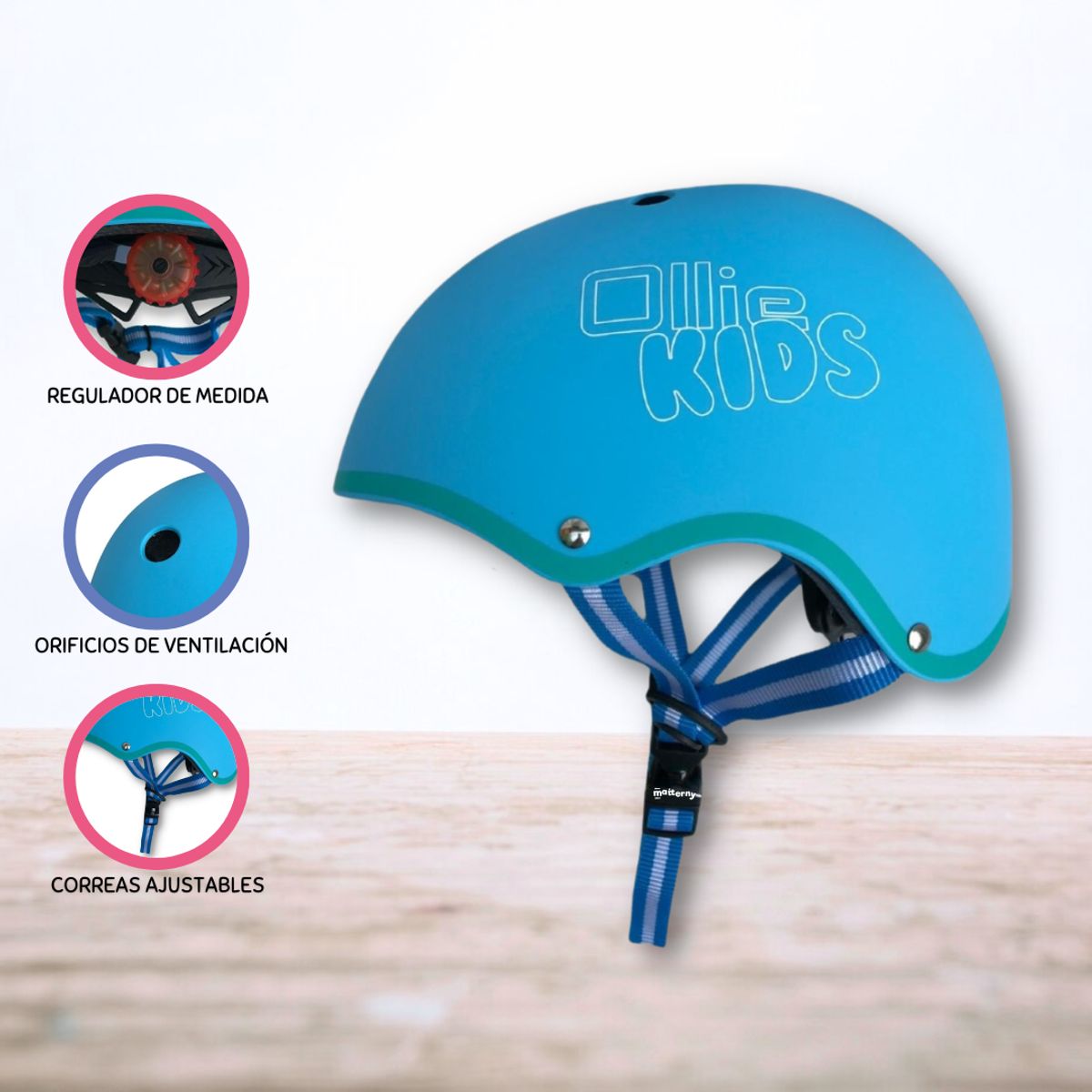 OLLIE - Casco Protector Regulable Para Niño »XS OLLIE KIDS » Ligth Blue