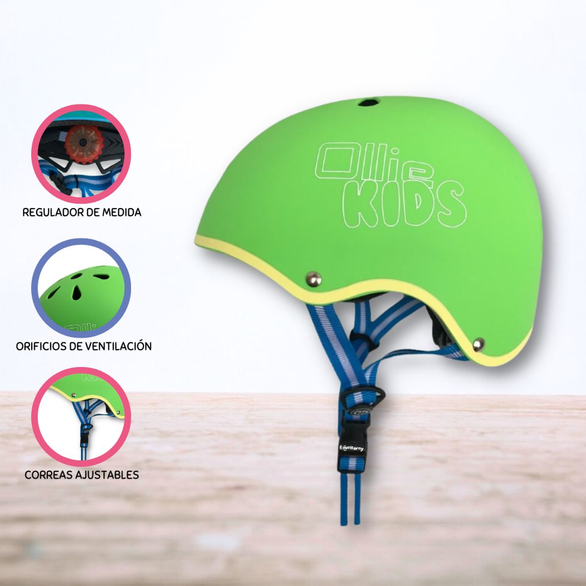 OLLIE - Casco Protector Regulable Para Niño »XS OLLIE KIDS » Green