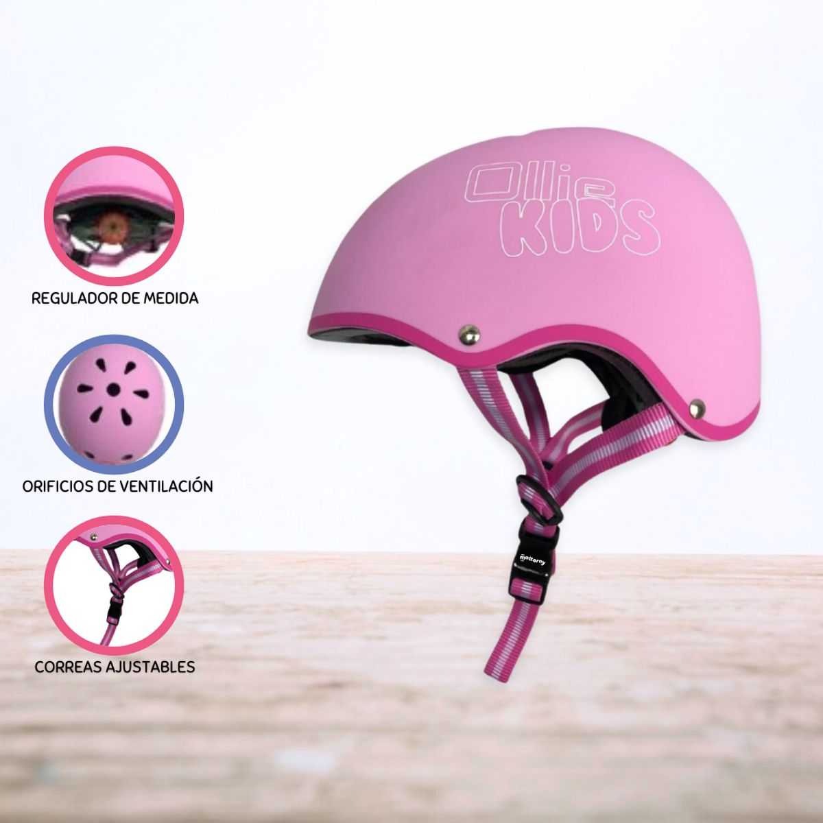 OLLIE - Casco Protector Regulable Para Niño »XS OLLIE KIDS » Pink
