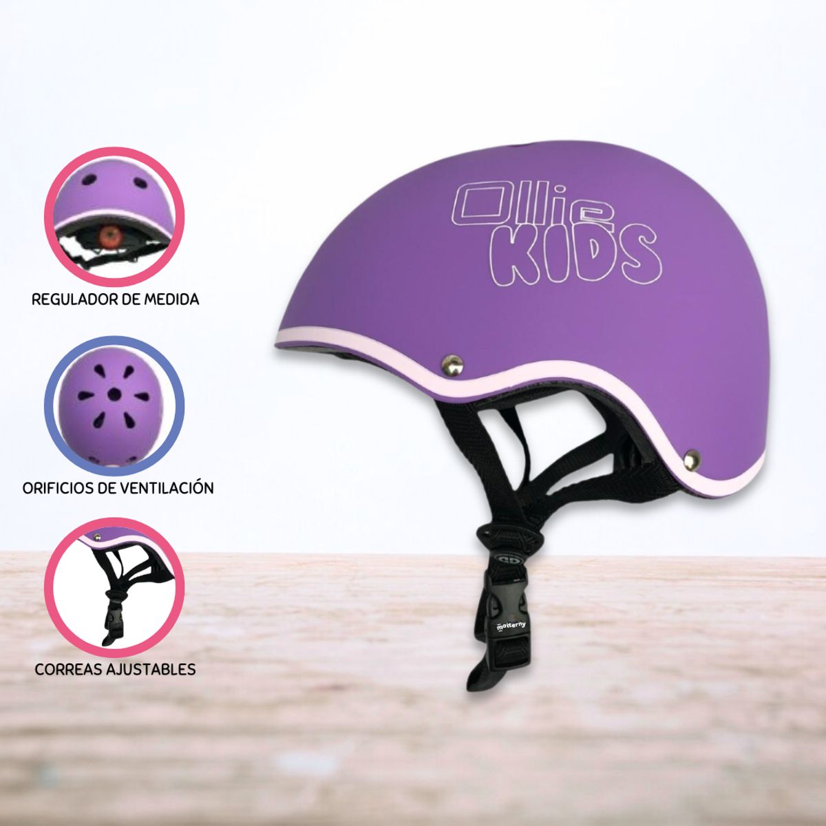 OLLIE - Casco Protector Regulable Para Niño »XS OLLIE KIDS » Purple