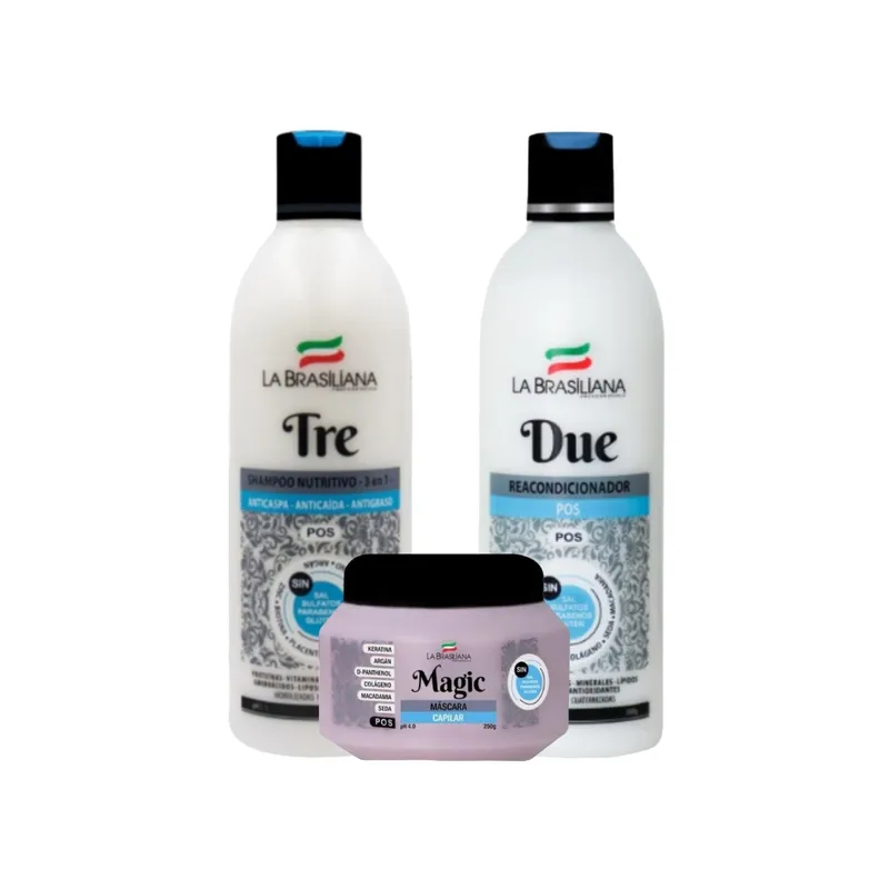 LA BRASILIANA - Kit La Brasiliana Shampoo TRE + Reacondicionador + Mascara Magic 250g