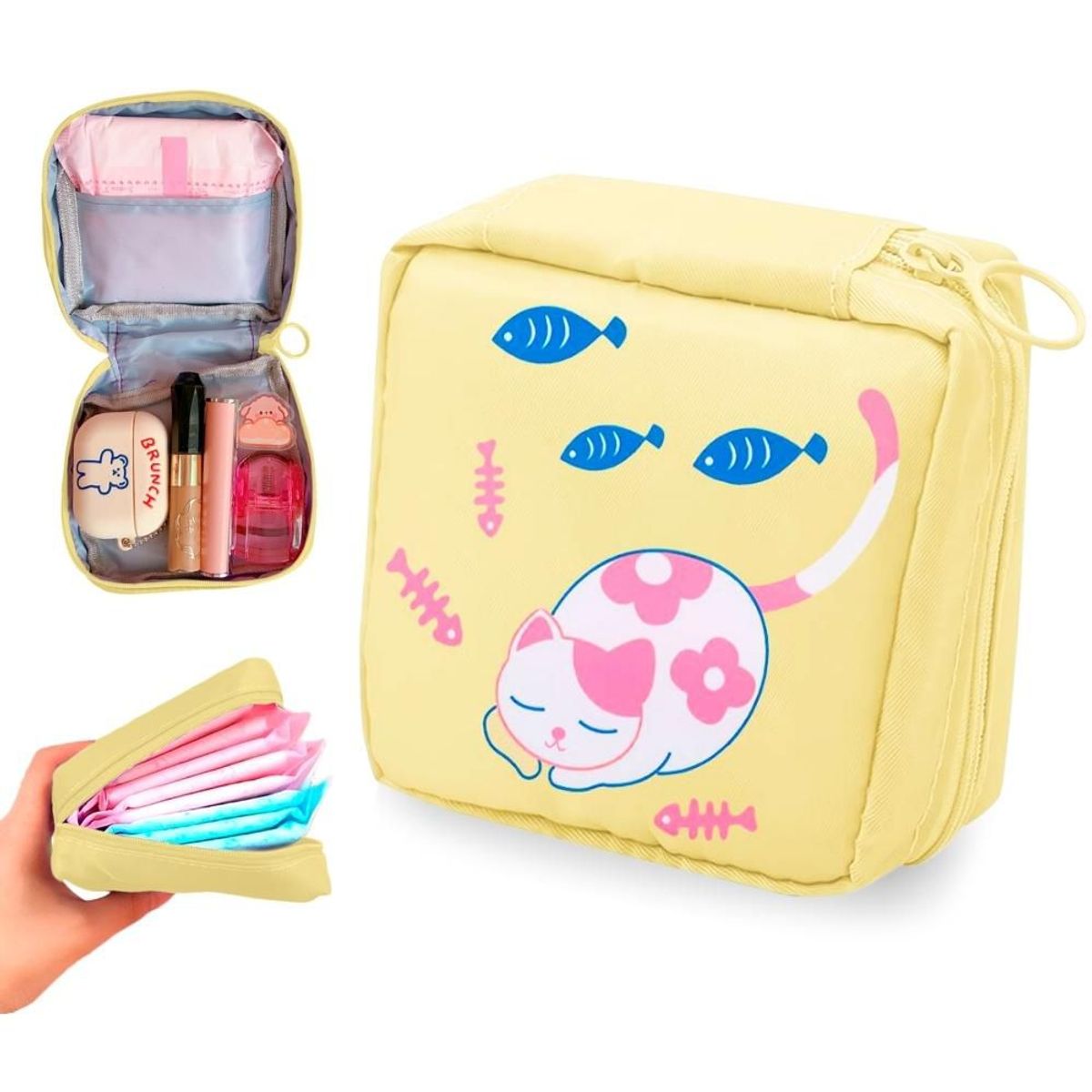 MINARI - Neceser de Maquillaje Protector Porta Toallas Higiénicas Amarillo L78