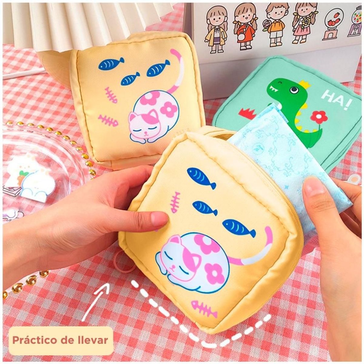 MINARI - Neceser de Maquillaje Protector Porta Toallas Higiénicas Amarillo L78