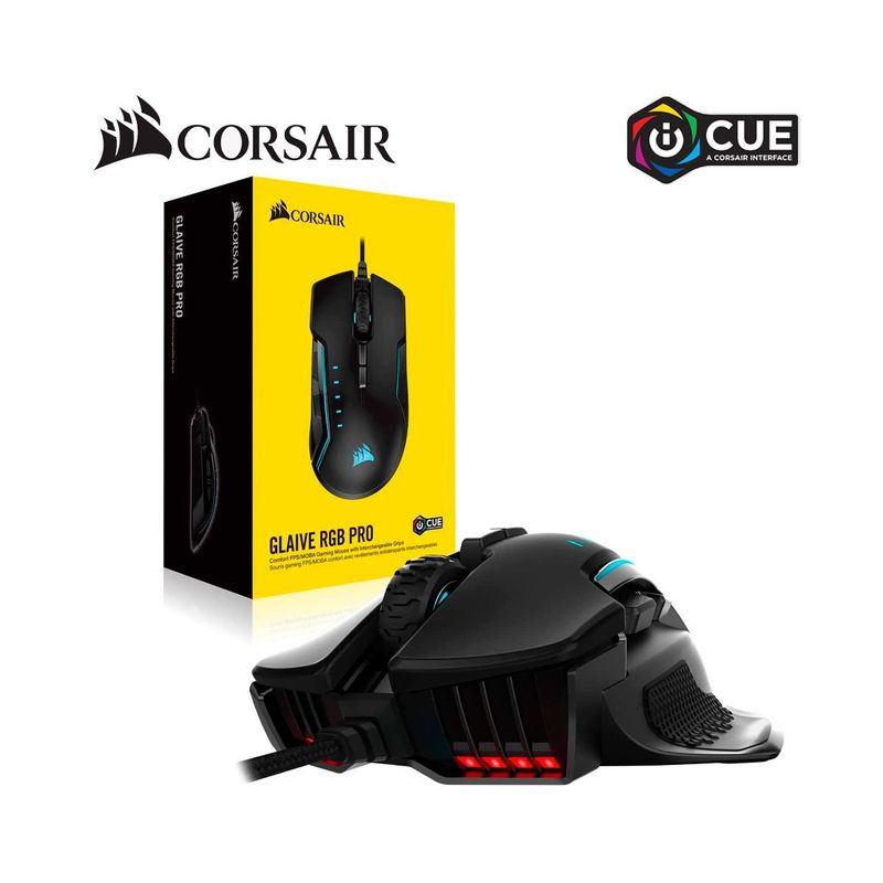 GENERICO - Mouse gamer Corsair GLAIVE RGB PRO, color negro, 18 000DPI