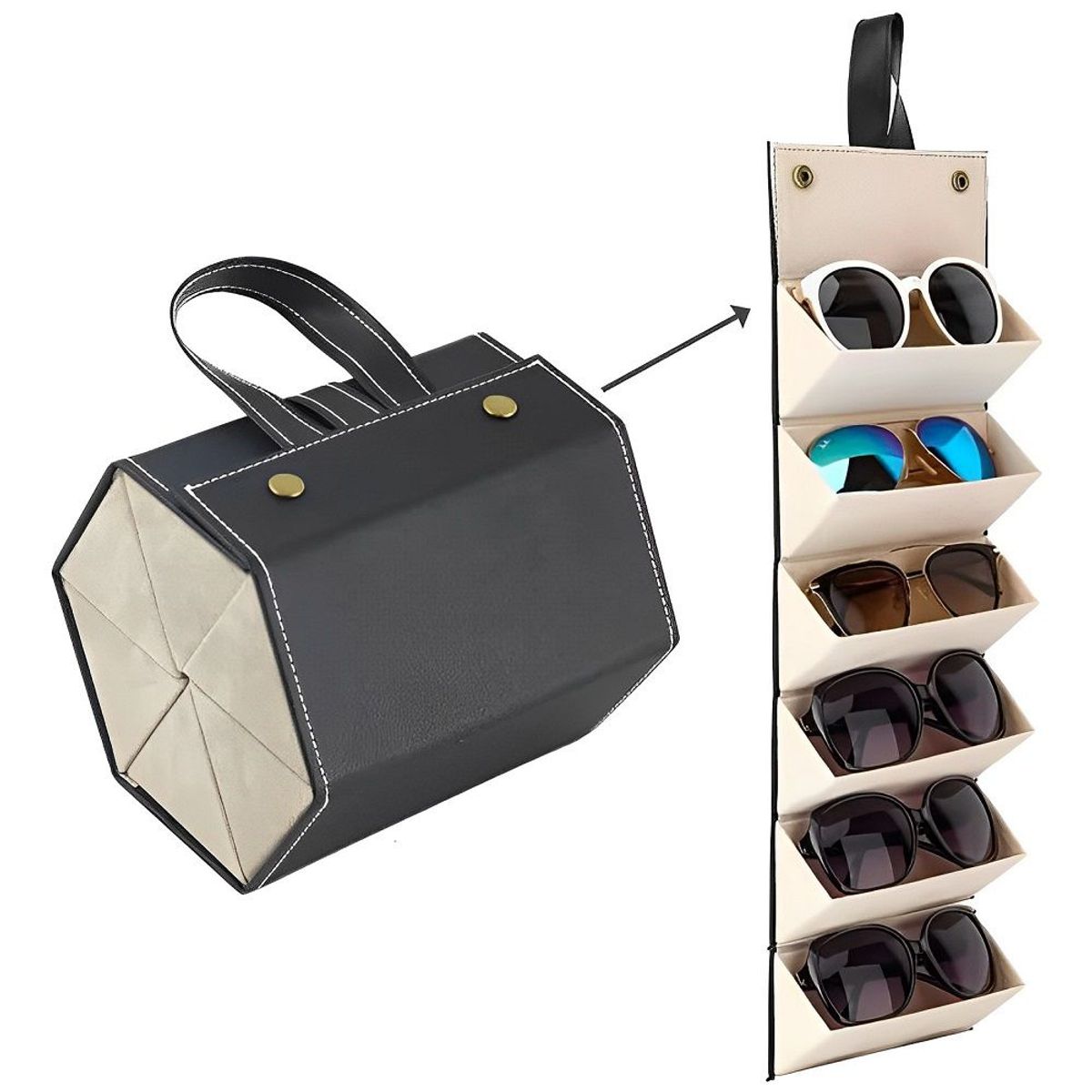 GENERICO - Organizador de Lentes Plegable con 6 Compartimientos  Color Negro