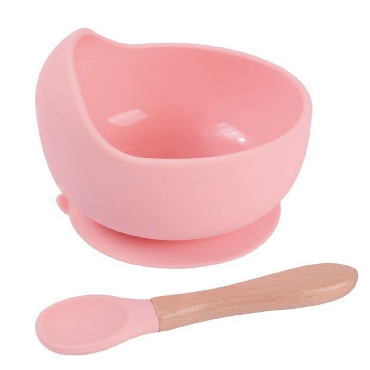 GENERICO - Pack Babero Unicornio con Cuenco rosa con cuchara para bebe