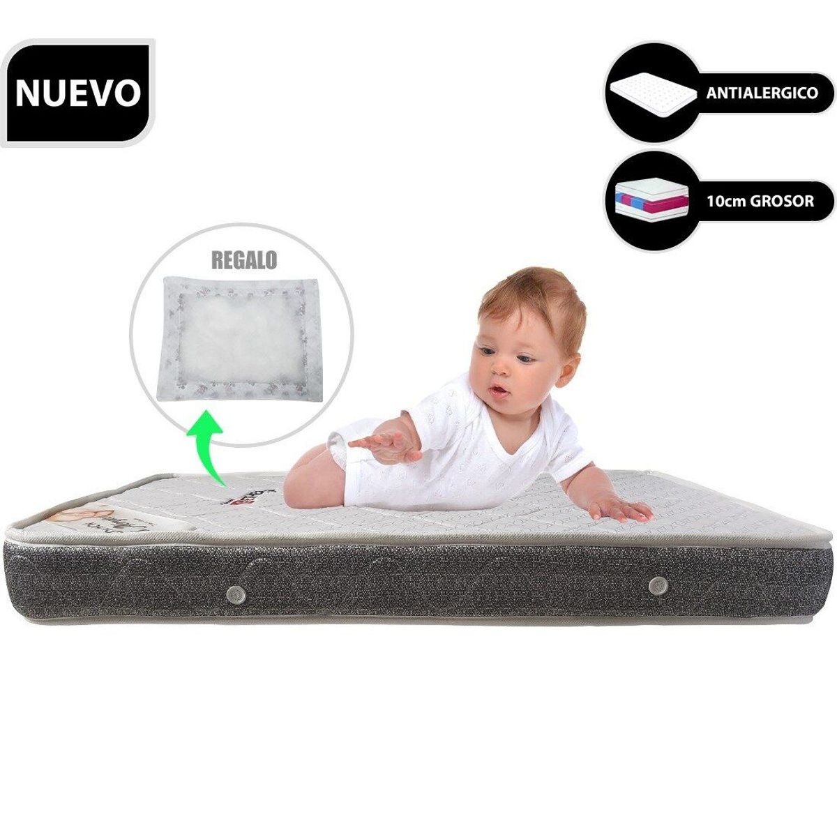 BABY KITS - Cuna Corral  Baby Kits Roma Gris Colchón 4" Gris