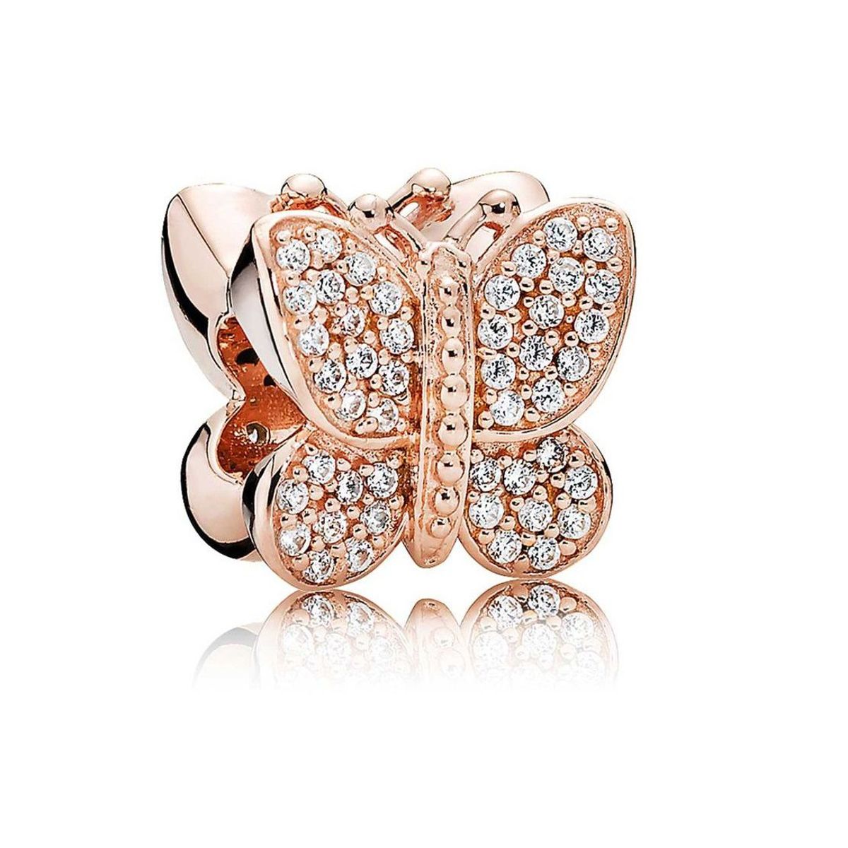 FERNANDA ROMERO JOYAS Y ACCESORIOS - 2 Dijes Charm: 1 Mariposa circones blancos + 1 Barril circones negros