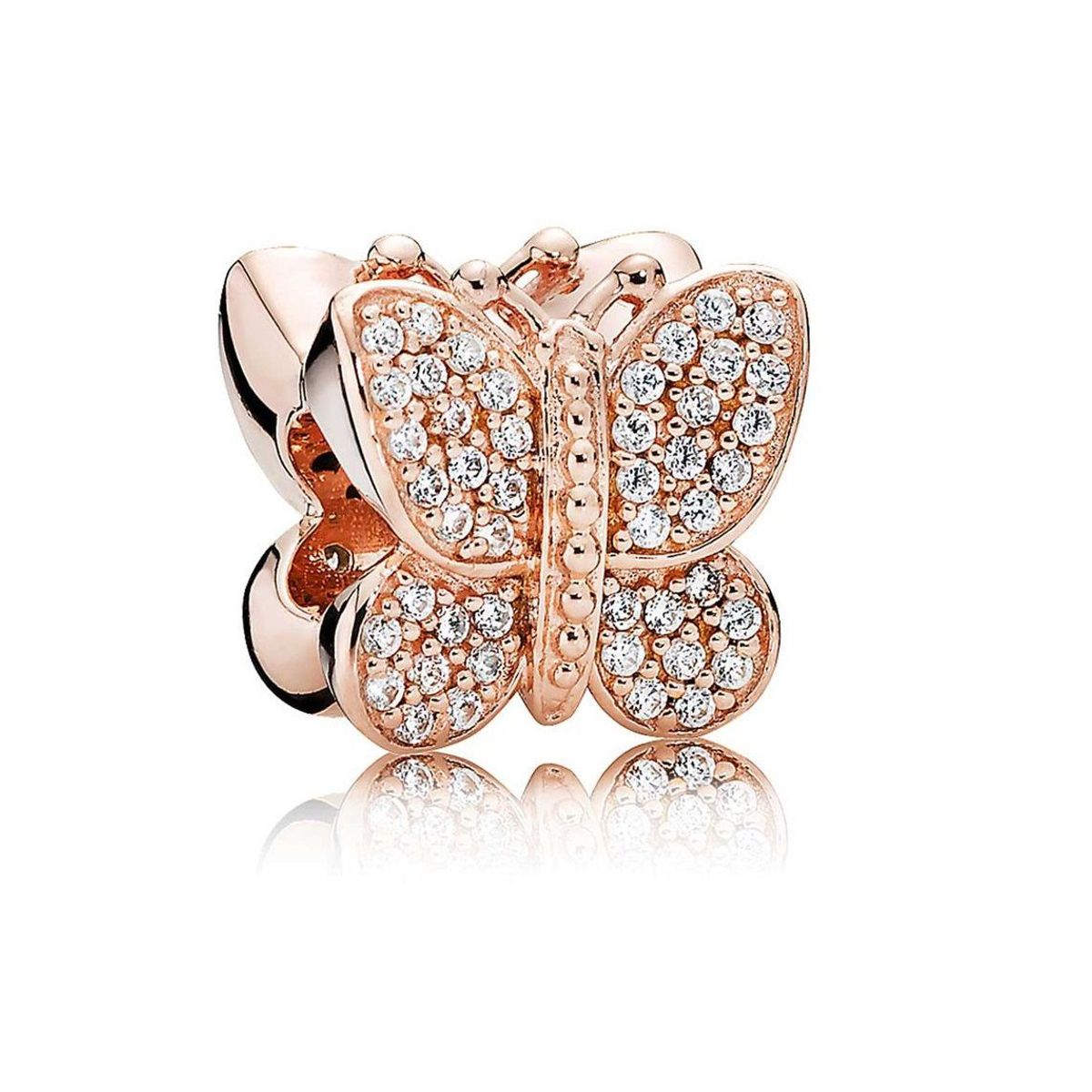 FERNANDA ROMERO JOYAS Y ACCESORIOS - 2 Dijes Charm: 1 Mariposa circones blancos + 1 Barril circones negros