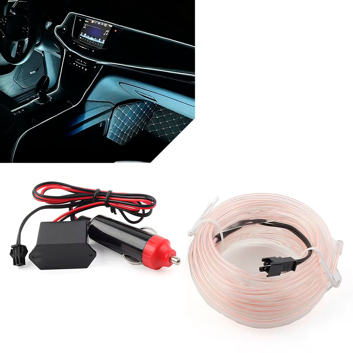 GENERICO - Luces Led en Tira Neón Para Tablero Auto Blanco 5mts