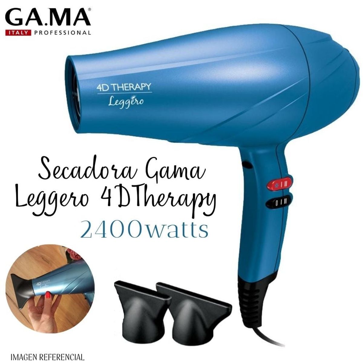 GAMA - Secadora Profesional Gama Leggero Ion 4D Therapy 2400watts - AZUL