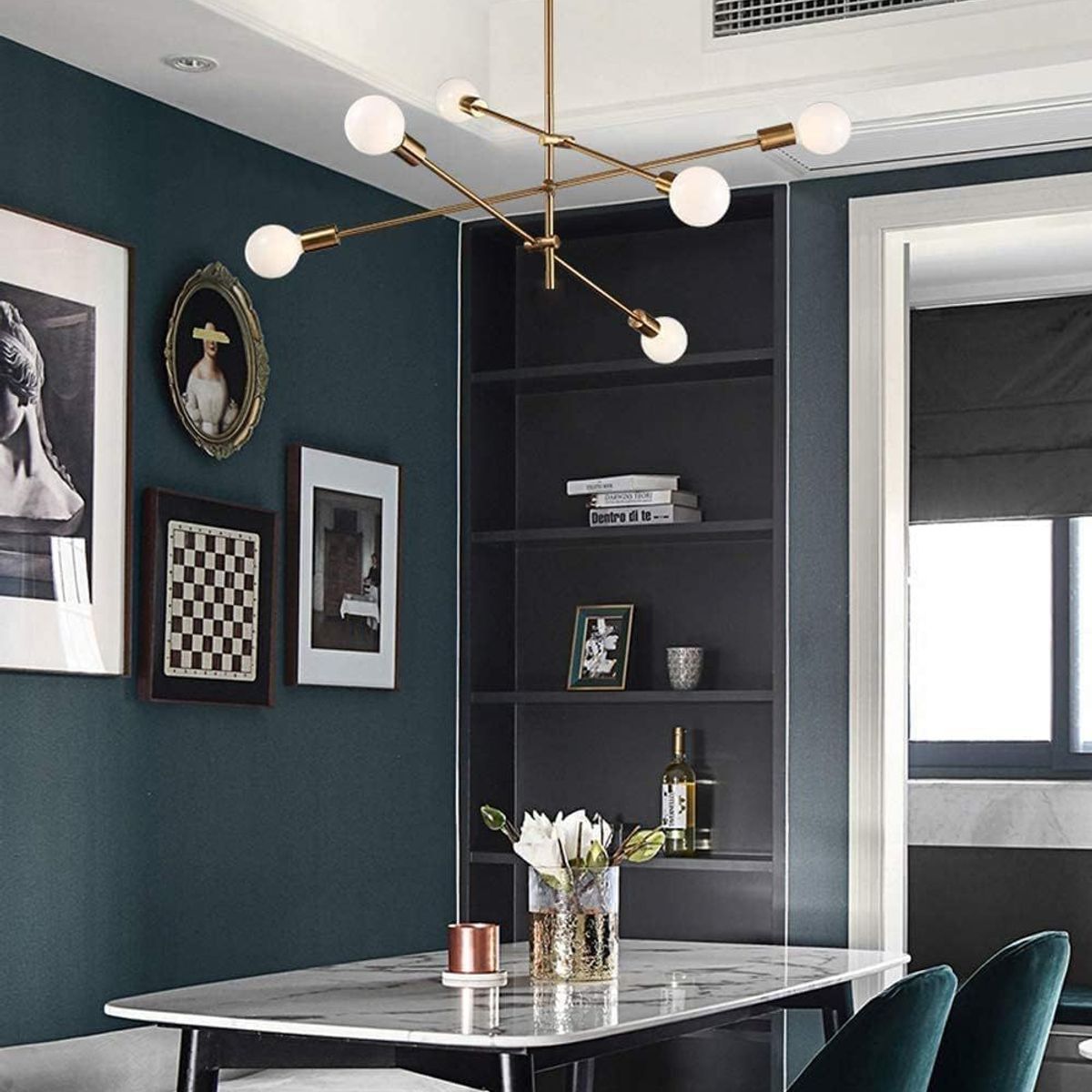 GENERICO - Lámpara colgante modelo araña color dorado - Incluye 6 focos