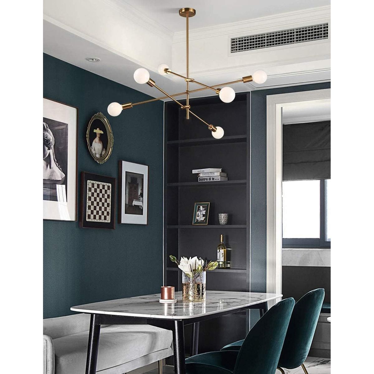 GENERICO - Lámpara colgante modelo araña color dorado - Incluye 6 focos