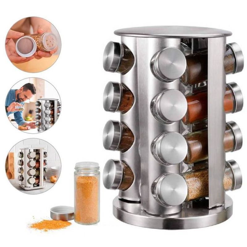 GENERICO - Condimentero Giratorio de 16 piezas de Acero