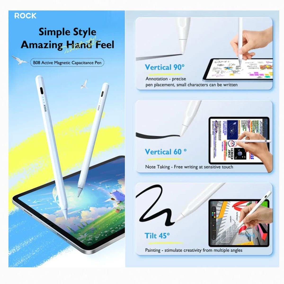 ROCK - Rock Active Pencil para Apple iPad Pro, Air, iPad 9na, Xiaomi Pad 6