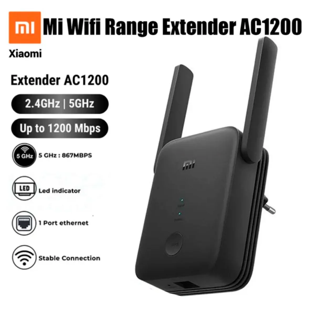 XIAOMI - Repetidor WiFi XIAOMI Amplificador de Señal Extensor AC1200  DUAL 5G - 2,4GHZ
