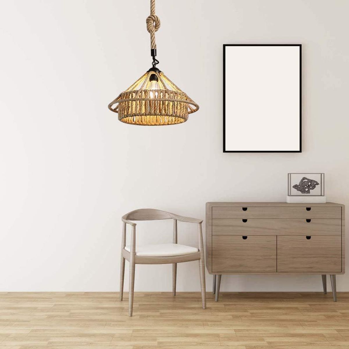 GENERICO - Lámpara colgante de cuerda de Sisal