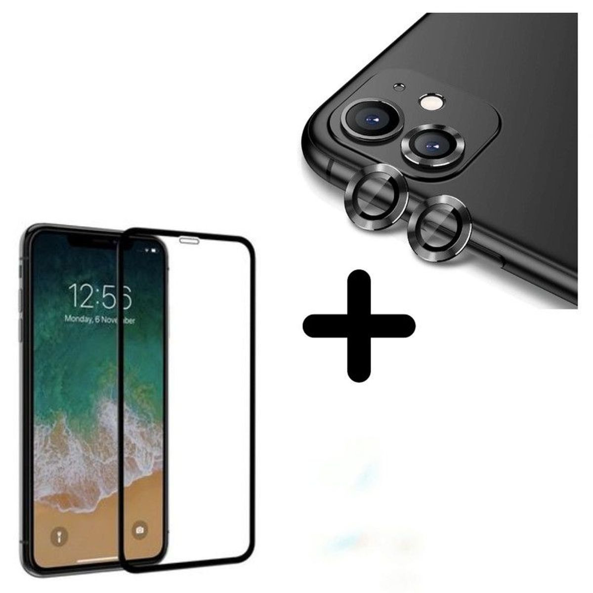 GENERICO - Vidrio Camara  Iphone 14 Plus + Vidrio Pantalla - Negro