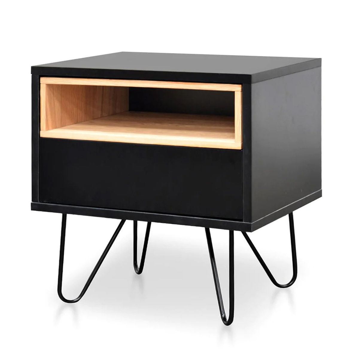 VENTITAS HOME - Velador Minimalista Lyana Ventitas Home Negro y Haya