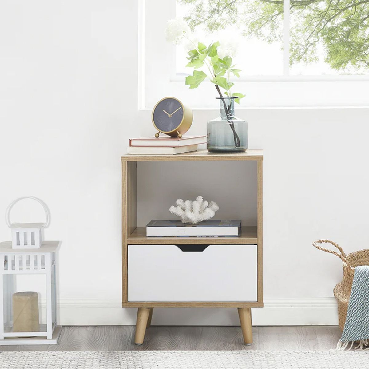 VENTITAS HOME - Velador Vintage Julia 1 Cajón Ventitas Home Duna y Blanco