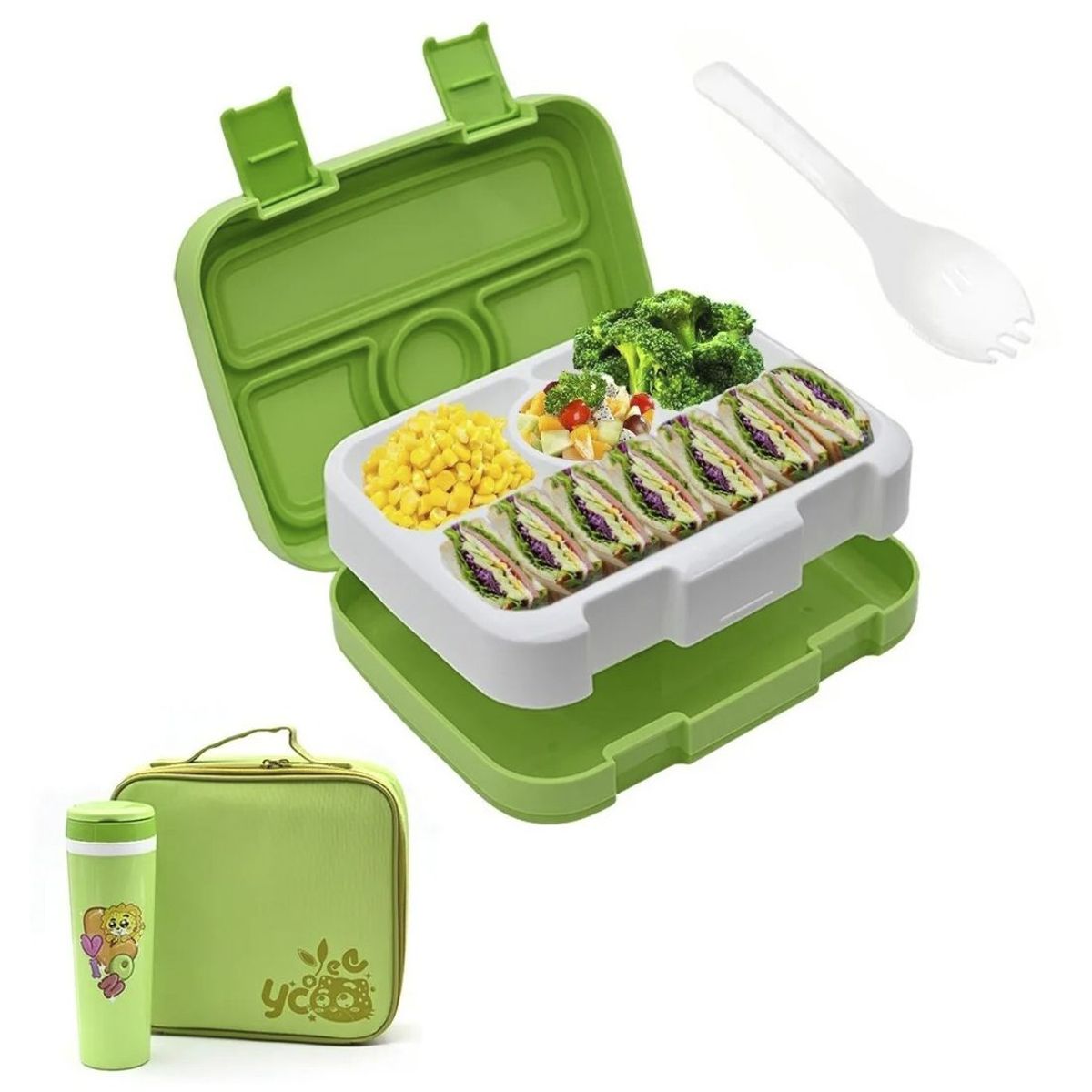 GENERICO - Lonchera tipo bentgo - tomatodo antifluidos y bolso térmico