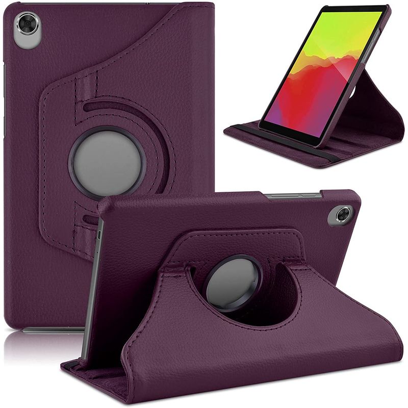 GENERICO - Funda Giratoria mas Mica de Vidrio para Tablet Lenovo M8 Tb8505 Morado