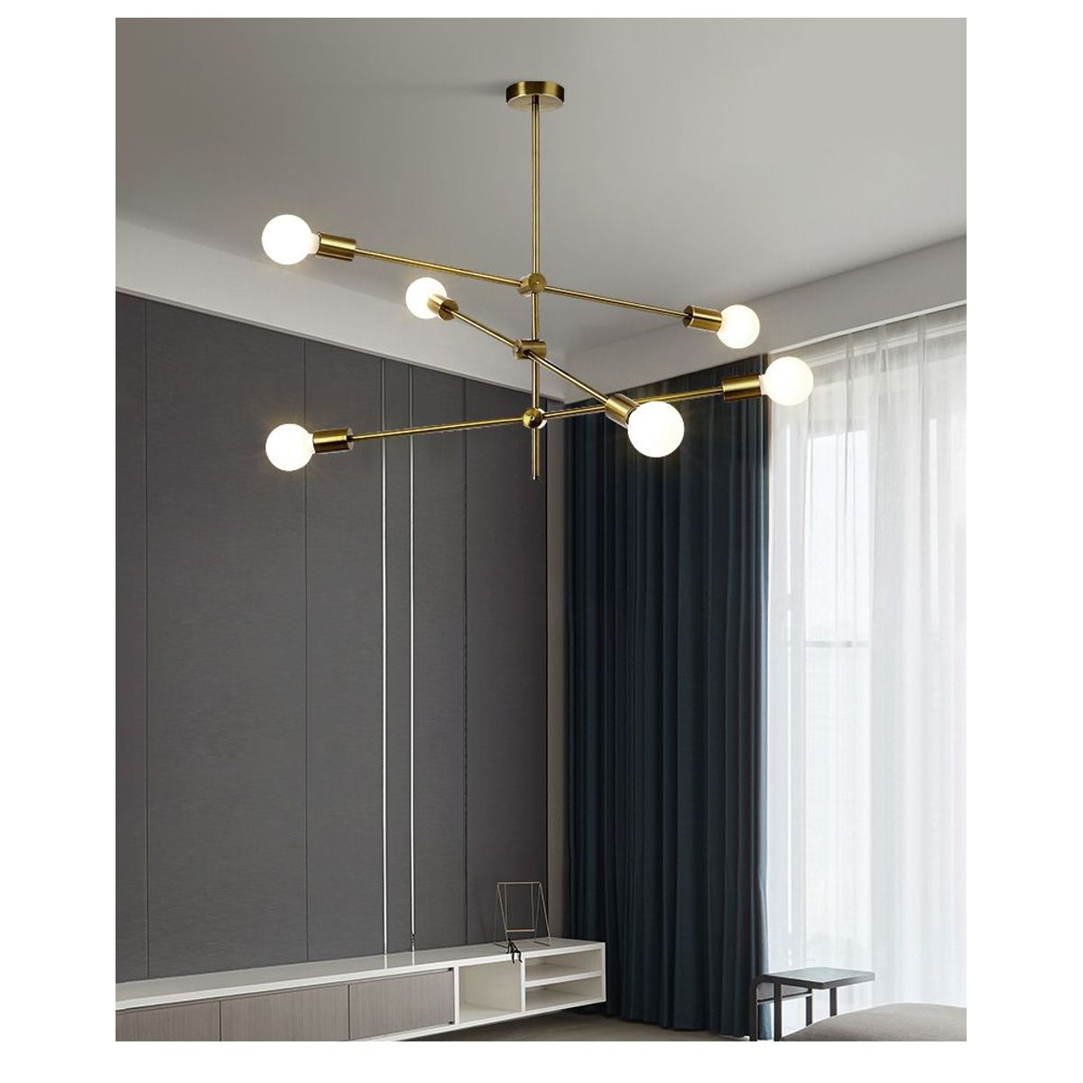 GENERICO - Lámpara colgante modelo araña color dorado - Incluye 6 focos