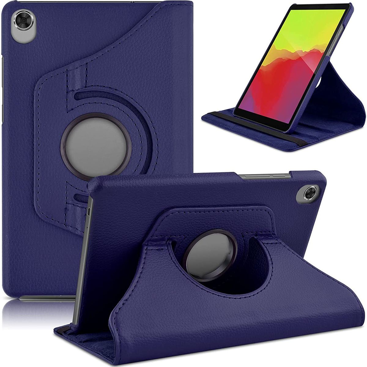 GENERICO - Funda Giratoria mas Mica de Vidrio para Tablet Lenovo M8 Tb-8505f Azul