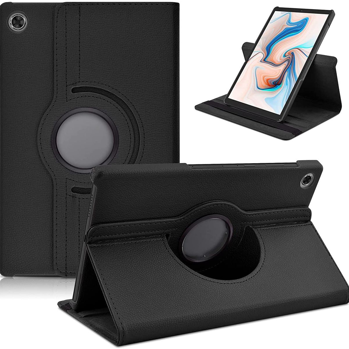 GENERICO - Funda Giratoria mas Mica de Vidrio para Tablet Lenovo M10 TbX505 Negro