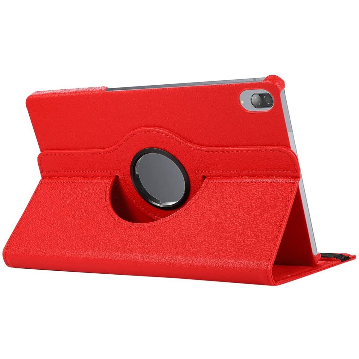 GENERICO - Funda Giratoria mas Mica de Vidrio para Tablet Lenovo P11 Tb-J606 Rojo
